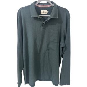 The Normal Brand Puremeso Mens Size XL Long Sleeve Pocket Polo Forest Green EUC